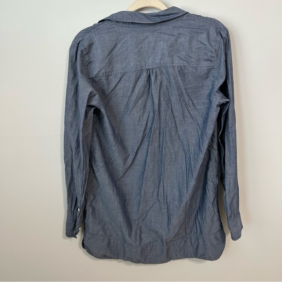 J. Crew Blue Chambray Cotton Tunic Top Blouse Long Sleeve Women’s Size Medium - Picture 5 of 6